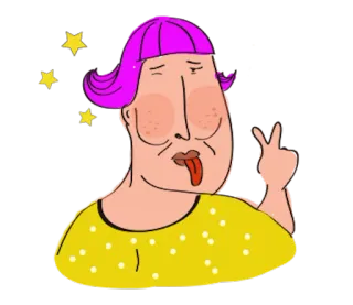 👽 0ca0576c 贴纸, 卡通, 搞笑, 晕, 和平标志, 舌头 telegram sticker