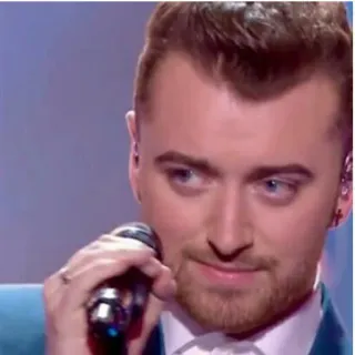 😒 35205455 Sam Smith singer, portrait, music, artist, microphone, man whatsapp sticker