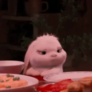 🍥 d3207e75 bunny, rabbit, cute, animal, dinner, table telegram sticker