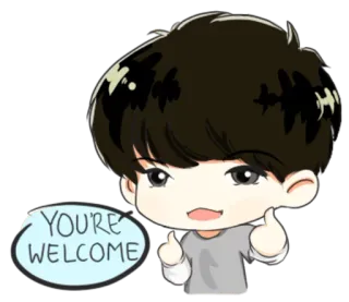 😊 a6582619 YOU'RE WELCOME Anime, Chłopak, Kreskówka, Naklejka, Proszę, Gest telegram sticker
