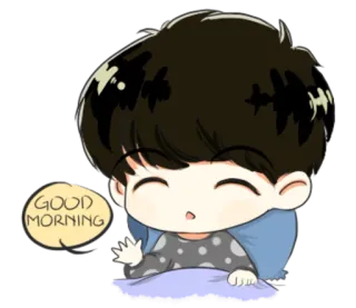 🤗 d3370105 GOOD MORNING Dzień dobry, Powitanie, Kreskówka, Słodki, Śpiący telegram sticker
