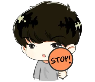 🖐 e5fbc864 STOP! Znak stop, Ostrzeżenie, Chibi, Kreskówka, Słodki telegram sticker