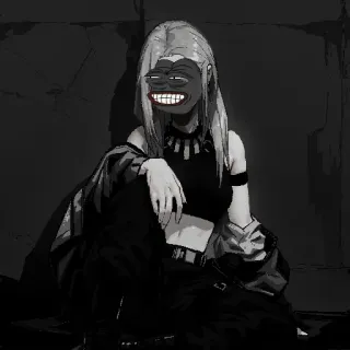 😂 d16614b7 anime, manga, pepe, girl, black and white, illustration, meme telegram sticker