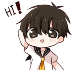 👐 445f4d15 Hi アニメ, ちび, 挨拶, 可愛い, 男の子 telegram sticker