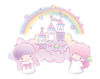 📌 db0d8404 Little Twin Stars 카와이, 귀여운, 별, 파스텔, 무지개, 성 telegram sticker