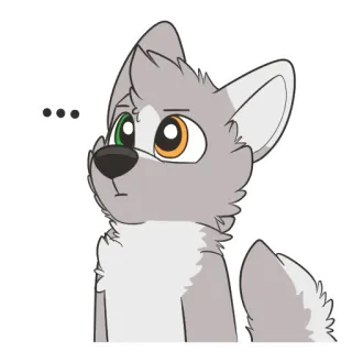 😟 28df4626 ... cartoon, sticker, wolf, furry, confused, animal whatsapp sticker