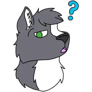 😨 67ea603f wolf, cartoon, question mark, confused, animal, furry whatsapp sticker