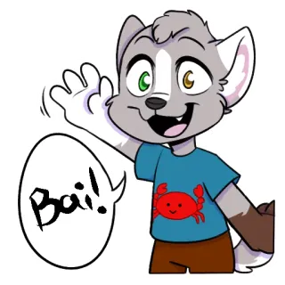 😄 74d1e894 Bai! cartoon, animal, furry, wave, greeting, crab whatsapp sticker