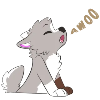 🐺 c7ced41d AWOOO wolf, awoo, cartoon, animal, cute whatsapp sticker