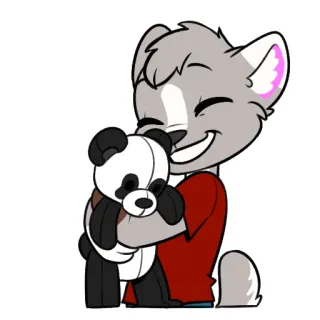 🥰 d68aab38 furry, anthropomorphic, panda, stuffed animal, cartoon, cute, happy whatsapp sticker