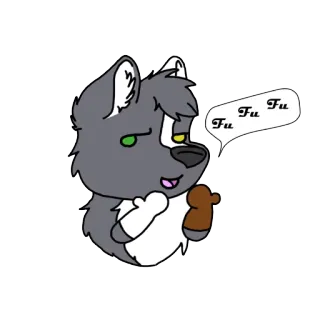 😏 e0a700b5 Fu Fu Fu furry, wolf, anthropomorphic, animal, cartoon, cute whatsapp sticker