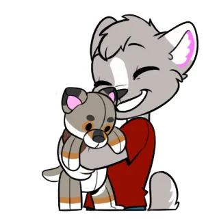 🥰 f2d88ee2 cartoon, animal, wolf, bear, hugging, happy, cute, friendship whatsapp sticker