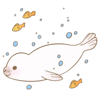 🏊 13607149 물범, 귀여운, 동물, 해양 생물, 물고기, 거품 telegram sticker