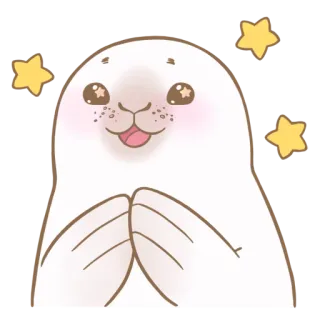 🤩 a58cc710 물개, 귀여운, 동물, 만화, 카와이, 별, 행복한, 이모티콘 telegram sticker