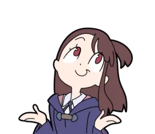 🙃 f18080a9 Atsuko Kagari Little Witch Academia Anime, Ragazza, Cartone animato, Confusa, Scrollata di spalle, Perplessa whatsapp sticker