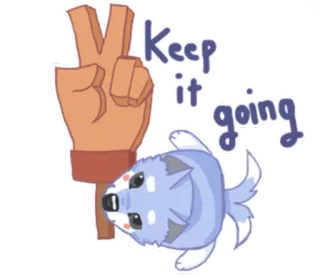 ✌ 85b791c5 Keep it going hond, vredesteken, positief, aanmoediging, ga door telegram sticker
