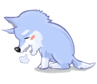 😤 c073dc70 wolf, dier, cartoon, verdrietig, schattig, kawaii, uitgeput, zittend telegram sticker