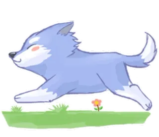 🐕 f7202c2e wolf, hond, schattig, dier, rennen, bloem, gras telegram sticker