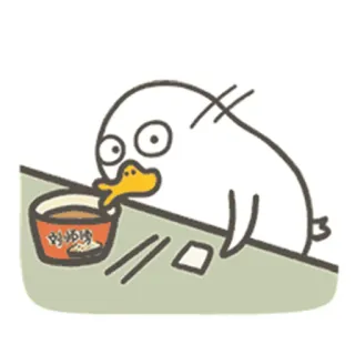 😛 a06d8002 內滑滑 eend, eten, kom, eetstokjes, cartoon, dier, tafel telegram sticker