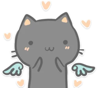 ❤ 2f2227e0 chat, mignon, kawaii, ange, cœur, ailes, animal, autocollant telegram sticker