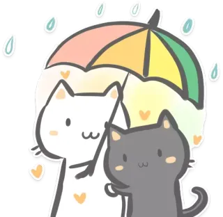 ☂ 8567235c chat, parapluie, pluie, mignon, kawaii, animaux, pastel telegram sticker