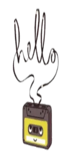 😁 48a0f1ba hello cassette tape, hello, music, retro, kawaii, cute, 80s telegram sticker