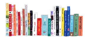 📚 d18497dc Olivia books, children's books, reading, book spines, library, bookstore telegram sticker