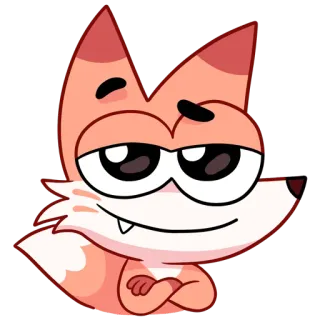 😏 84c43b87 renard, animal, dessin animé, mignon, suffisant telegram sticker