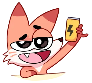 🔋 c65bfc3f renard, boisson énergisante, dessin animé, animal, drôle, joyeux telegram sticker