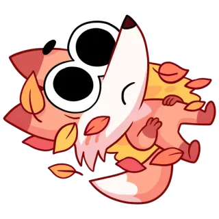 🍂 cc63b89c renard, animal, mignon, dessin animé, automne, feuilles telegram sticker