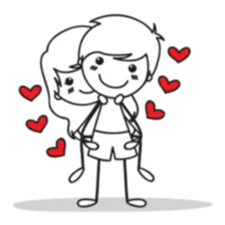 ❤️ 30a06718 Liebe, Paar, Beziehung, Strichmännchen, Cartoon, Herzen telegram sticker