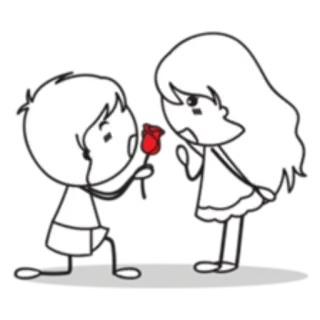 🌹 55988fb7 strichmännchen, antrag, heirat, liebe, romantik, cartoon, paar telegram sticker