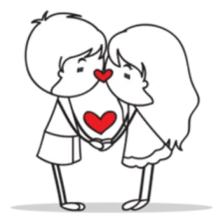 💋 650e84ee Liebe, Romantik, Paar, Herz, Küssen, Beziehung, Strichmännchen telegram sticker