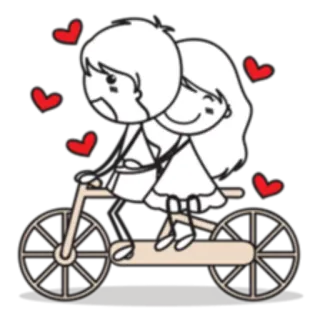 🚲 751a7892 Liebe, Paar, Fahrrad, Romantik, Herzen telegram sticker