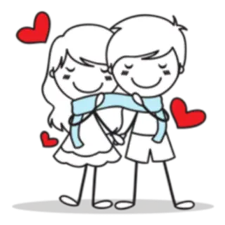 💖 a07896d4 liebe, paar, umarmung, romantik, strichmännchen, cartoon, herzen telegram sticker