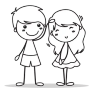 ☺️ ab09182b Strichmännchen, Paar, Cartoon, Liebe, Freundschaft, Simpel telegram sticker