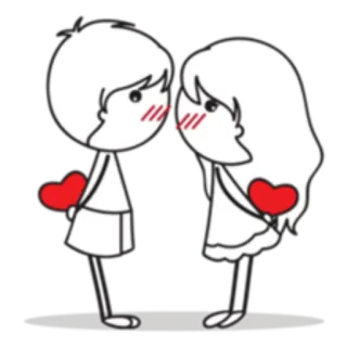 😊 c6170ca5 Liebe, Romantik, Herzen, Paar, Strichmännchen, Kuss, Zuneigung, süß telegram sticker