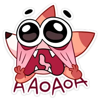 😳 977d3fb3 AAAAAH 狐狸, 卡通, 动物, 可爱, 恐怖, 尖叫 telegram sticker