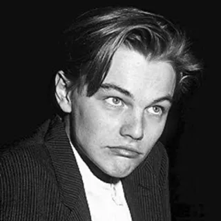 ⛓ 37779789 Leonardo DiCaprio ลีโอนาร์โด ดิแคพรีโอ, นักแสดง, คนดัง, ภาพเหมือน, ขาวดำ telegram sticker