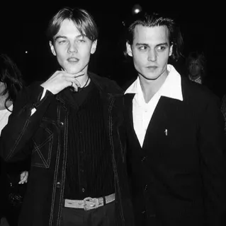 ⛓ 6eb7caac ลีโอนาร์โด ดิคาปริโอ, จอห์นนี เดปป์, คนดัง, นักแสดง, ขาวดำ, ภาพเหมือน telegram sticker