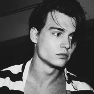 ⛓ 95fee9c8 Johnny Depp นักแสดง, คนดัง, ภาพเหมือน, หนุ่มสาว, ขาวดำ telegram sticker
