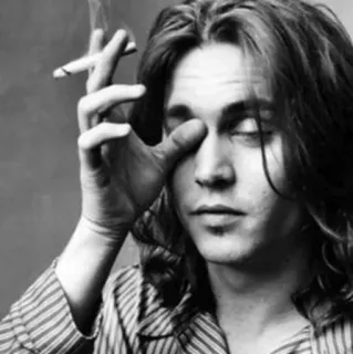 ⛓ d5eb7afa ผู้ชาย, สูบบุหรี่, บุหรี่, ภาพเหมือน, ขาวดำ, คน, ผมยาว telegram sticker