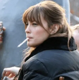 🍒 763e0e8c phụ nữ, hút thuốc, thuốc lá, chân dung, góc nghiêng telegram sticker