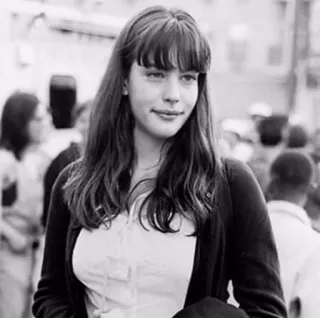 🍒 e070779e phụ nữ, chân dung, trắng đen, tóc dài, nữ diễn viên, người telegram sticker