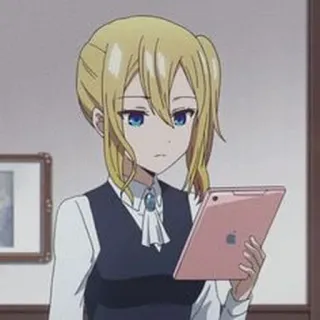 💛 4f0dcf56 Ai Hayasaka Kaguya-sama: Love Is War anime, girl, blonde, tablet, character, hayasaka ai telegram sticker