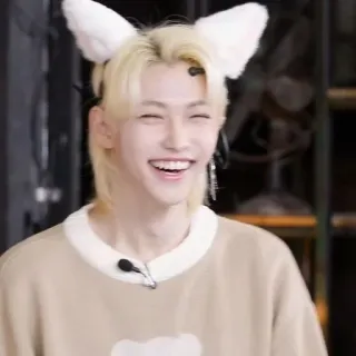 😸 7d41e58d Felix айдол, мужчина, k-pop, уши, счастливый, милый telegram sticker