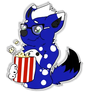 😁 34bd498a cartoon, animal, dog, popcorn, glasses, snack, cute telegram sticker