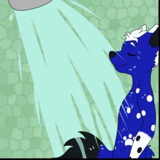 😛 358d1a6d dog, shower, water, animal, cartoon, blue telegram sticker