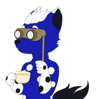 🧐 52705ea4 furry, anthropomorphic, animal, dog, tea, binoculars, spots telegram sticker