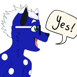 🤩 f514b5f4 Yes! furry, anthropomorphic, dog, glasses, affirmative, happy, yes telegram sticker